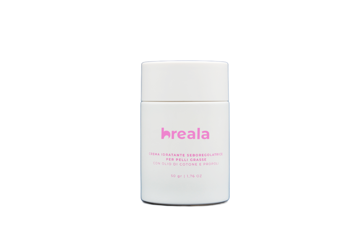 5. Crema Idratante Seboregolatrice per Pelli Grasse con Olio di Cotone e Propoli - Breala™