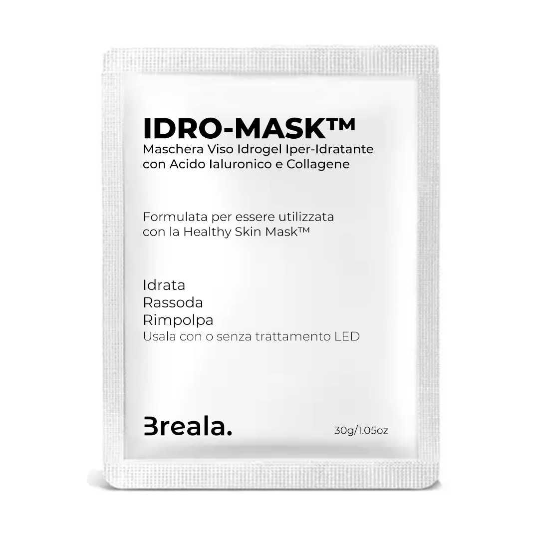 IDRO-MASK™ Maschera Viso Idrogel Iper-Idratante con Acido Ialuronico e Collagene - Breala™